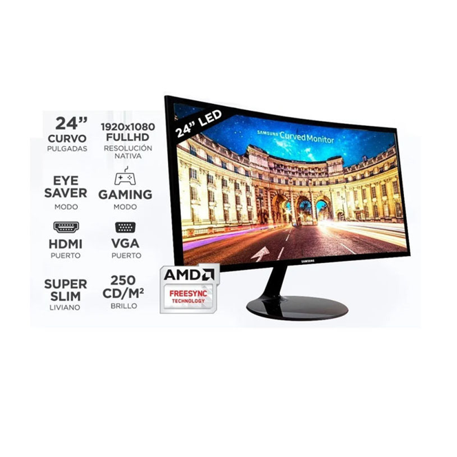 Monitor 24” Curvo Samsung LS24C360EALXPE Full HD HDMI y VGA 75Hz SAMSUNG